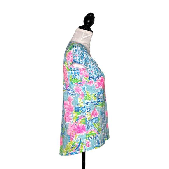 Lilly Pulitzer Etta V-Neck Tee Multi Lilly Loves DC Print Size XXS - Picture 7 of 10